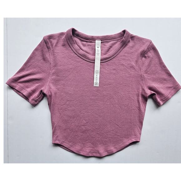 Lululemon Hold Tight Cropped T-Shirt Velvet Dust, Womens Sz 2 - Picture 4 of 9